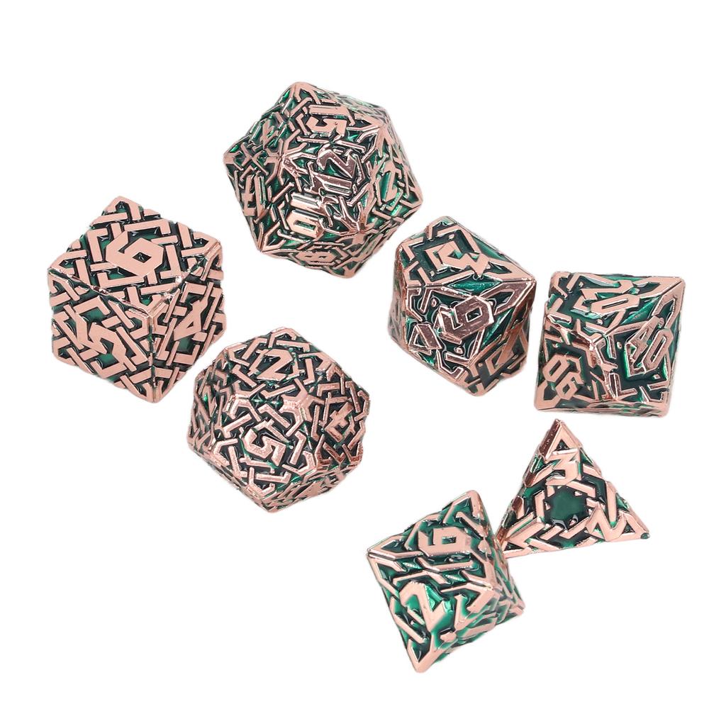 7pcs Board Game Dice Set Solid Metal Portable Engraved Funny Polyhedral Dice for Party