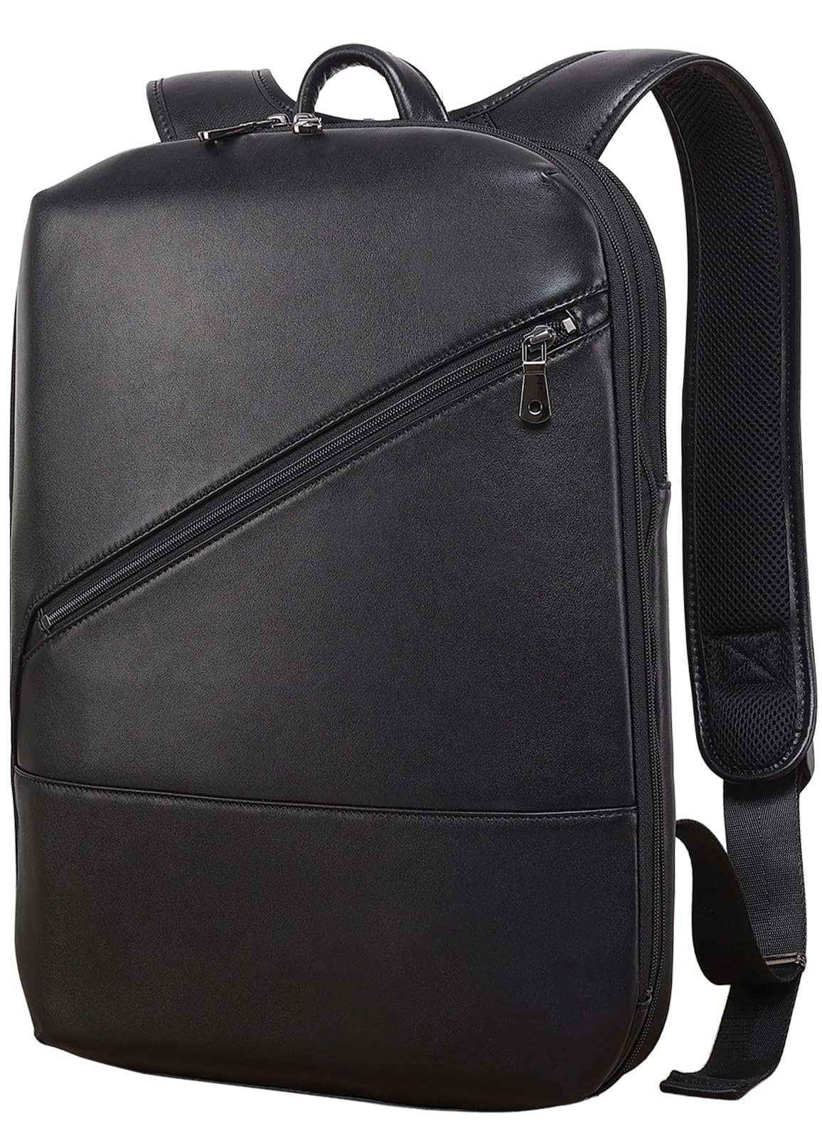 

Masa Kawa Slim Business Backpack, Genuine Leather, Expandable, Men s, Leather Backpack for Commuting, Fits 15.6-inch Laptop, Stylish Diagonal Zipper,