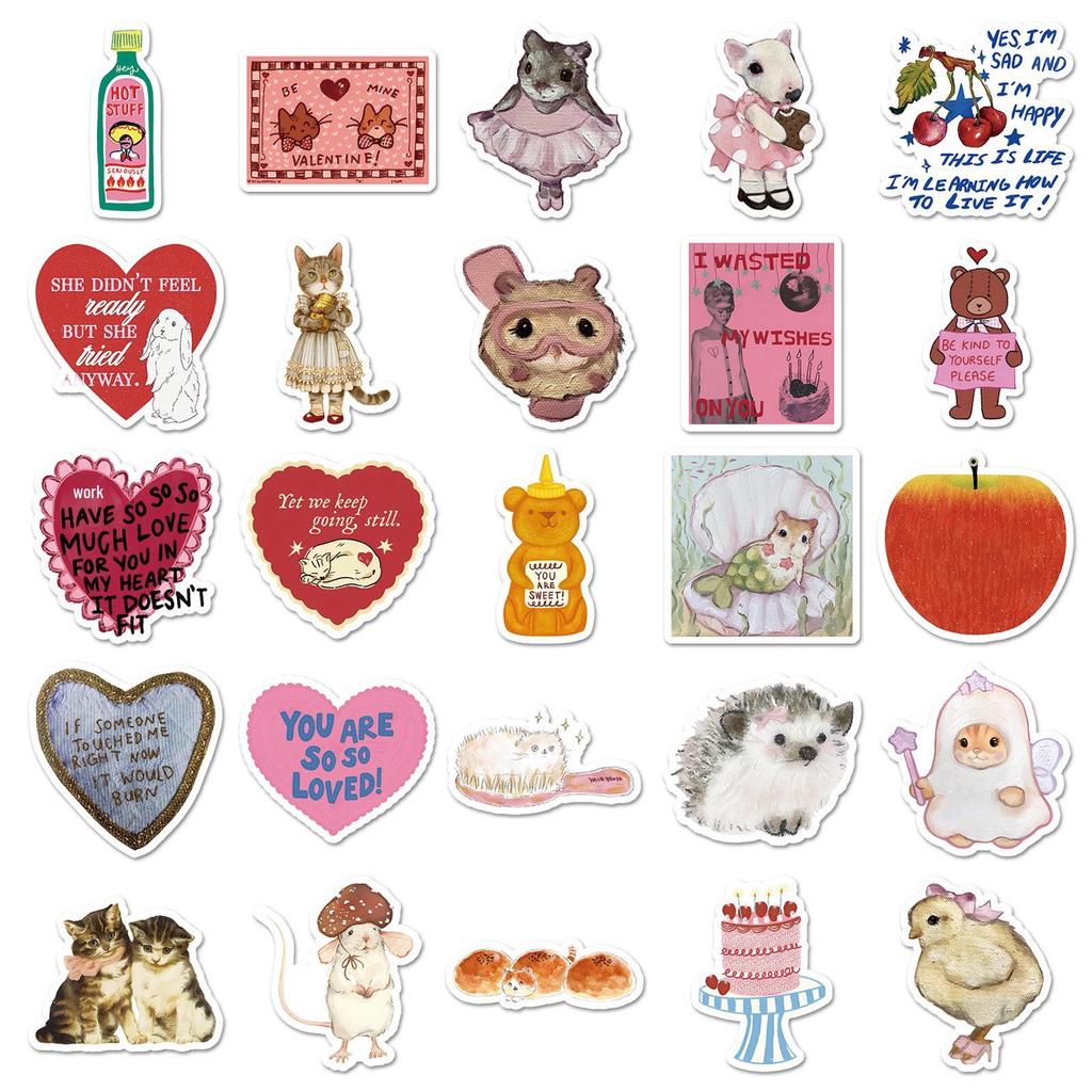 50pcs Retro T-shirt Pattern Stickers: Trendy Creative Waterproof Stickers for Journals, Storage Boxes, & Phone Cases