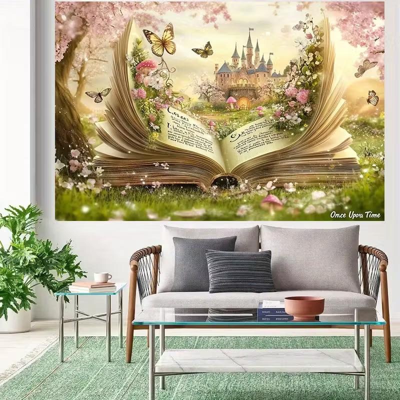 2D Fairy Tale Book Castle Backdrop Magic Forest Photography Background