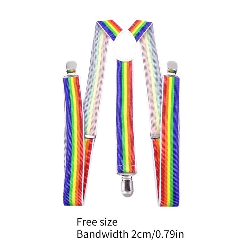 Fashionable Rainbow Braces and Striped Bowtie Set Perfect for Birthday Wedding Formal and Casual Occasion