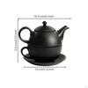 Cast Ironware Tea Set Matte Dark with Saucer Hammered Teapot Side Handle for Hosts,
