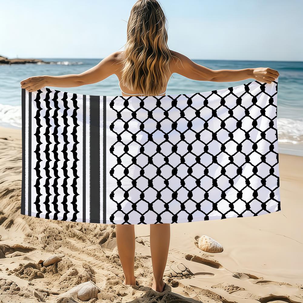 

Hattah Keffiyeh Towel Beach Towel Oversized Quick Dry Towel Absorbent Soft Swim BeachTowels for Men Women W30*H60(CM)