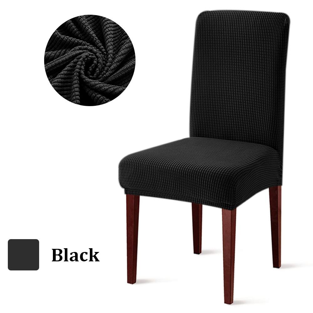 Jacquard fleece middle back chair cover solid color corn kernel chair cover dust-proof hotel banquet dining chair cover dust cover