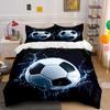 Soccer with Splashing Water Pattern Duvet Cover Set Digital Print Colorful Polyester Bedding with Zipper Closur for Kids Gifts