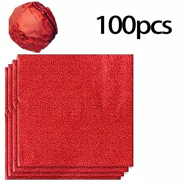 100pcs 10cm Gold Aluminium Foil Wrapper Paper Wedding Chocolate Paper Candy Wrapping Paper Sheets Wedding Party Candy Packaging