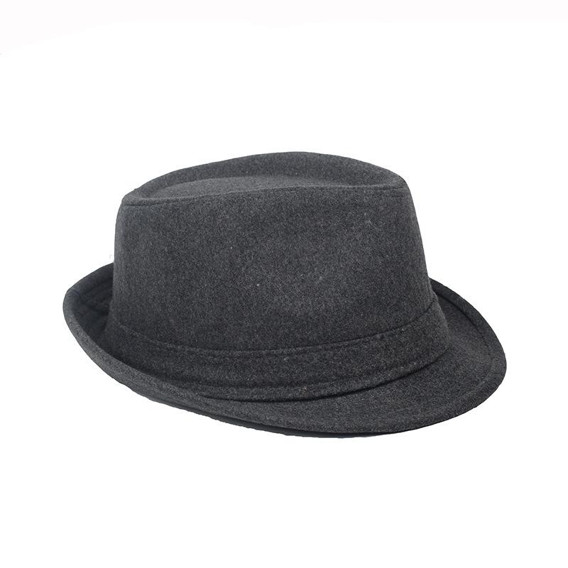 Top Hat Autumn and Winter Woolen Solid Color Small Edge Men's Jazz Hat Material Autumn and Winter Thermal Hat Old Man Hat Gentleman Hat