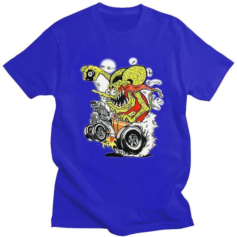 Custom Trendy Anime Cartoon Rat Fink T Shirt Men Short Sleeve Pure Cotton Tshirt Leisure Tee Tops Fashion Tshirts