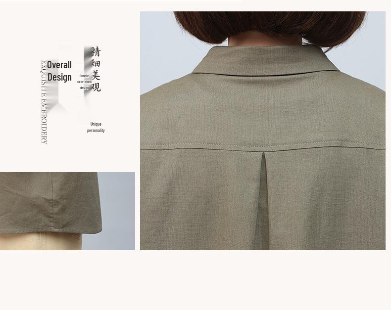 Plus Size Cotton Linen Long Sleeve Shirt for Middle-Aged Women - 2024 Spring & Autumn Fashion Mother's Top