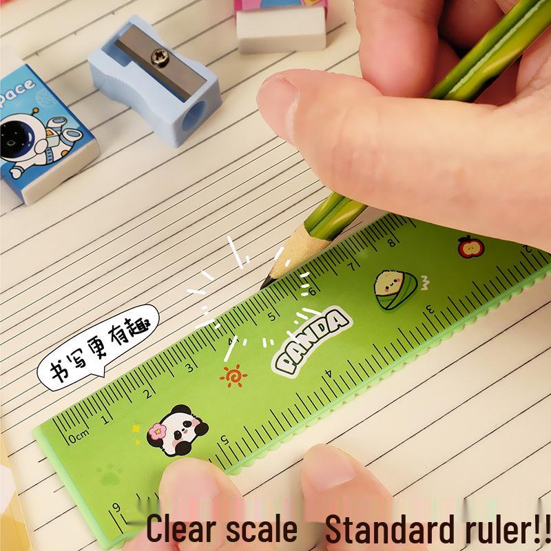 Creative Cartoon Stationery Set: Includes Sharpener, Ruler, Eraser - Perfect Back-to-School Gift for Primary Students