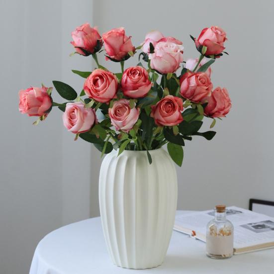 6 Pcs Artificial Rose Flowers Faux Rose Blooms with Long Stems Realistic Long-lasting Fake Roses for Wedding Home Decoration