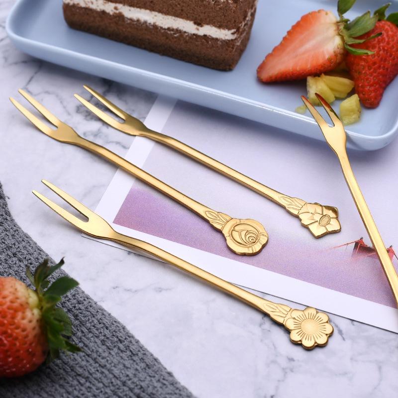 4PCS/Set Creative Flowers Stainless Steel Fruit Fork Flower Handle New Fruit Forks Bento Accessories 2023