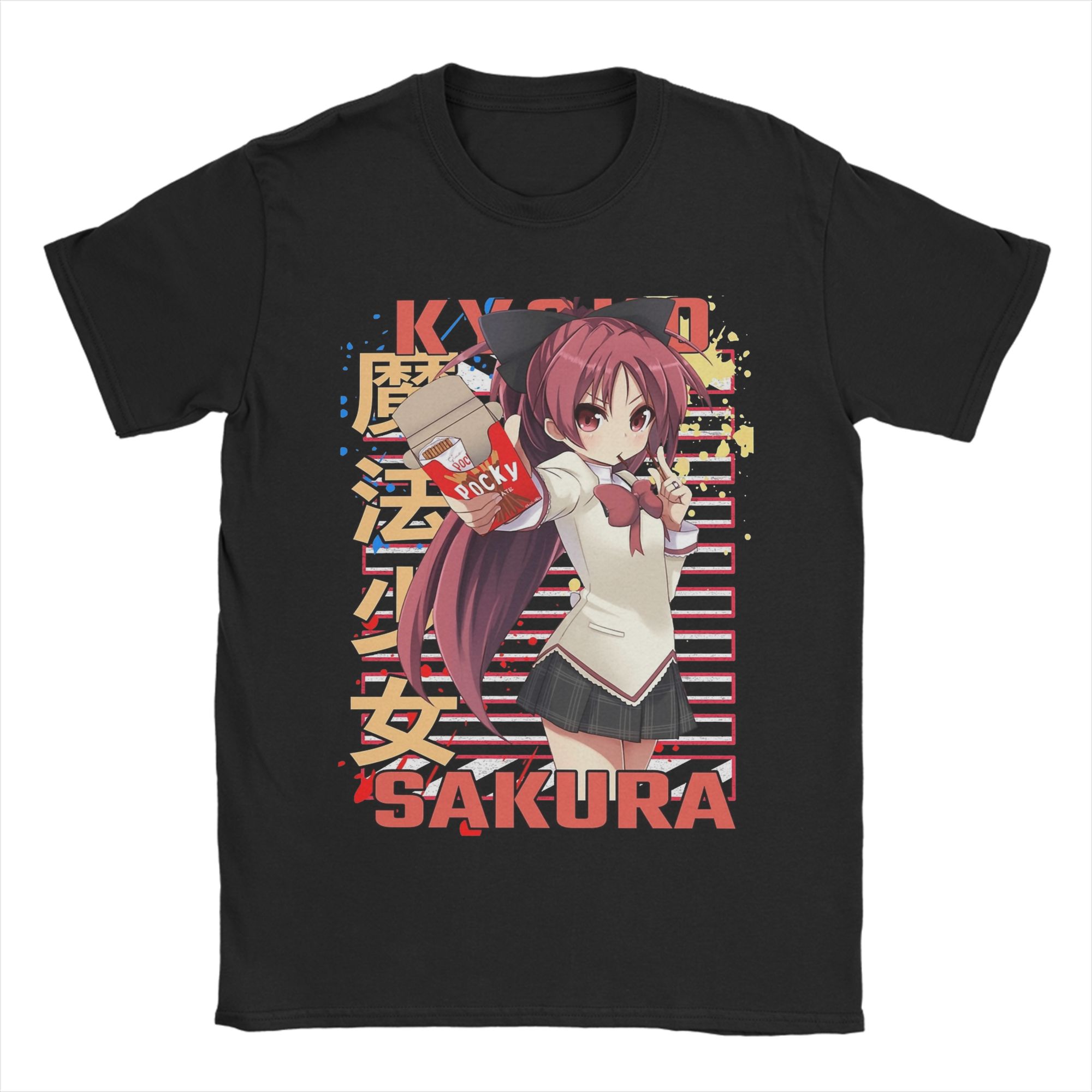 

Mahou Shoujo Kyoko Sakura Mens T Shirt Madoka Magica Anime Hipster Tees Short Sleeve Round Collar TShirt Cotton Party Clothes S