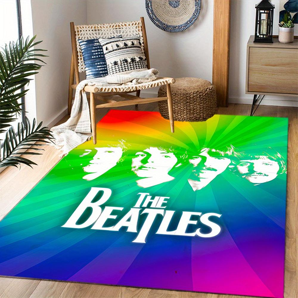 Beatles Rainbow Burst Themed Antislip Durable Polyester Home Decorative Large Size Durable Floor Mat For Living Room Dining Room Doorway Office Desk