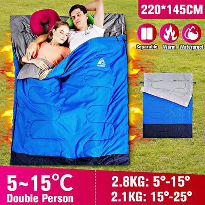 [ 5℃-15℃/ 41F-59F, Doppelperson] Camping-Schlafsack aus leichter Komfort-Baumwolle mit Kompressionssack für 4-Jahreszeiten-Camping, Wandern, Trekking im Freien