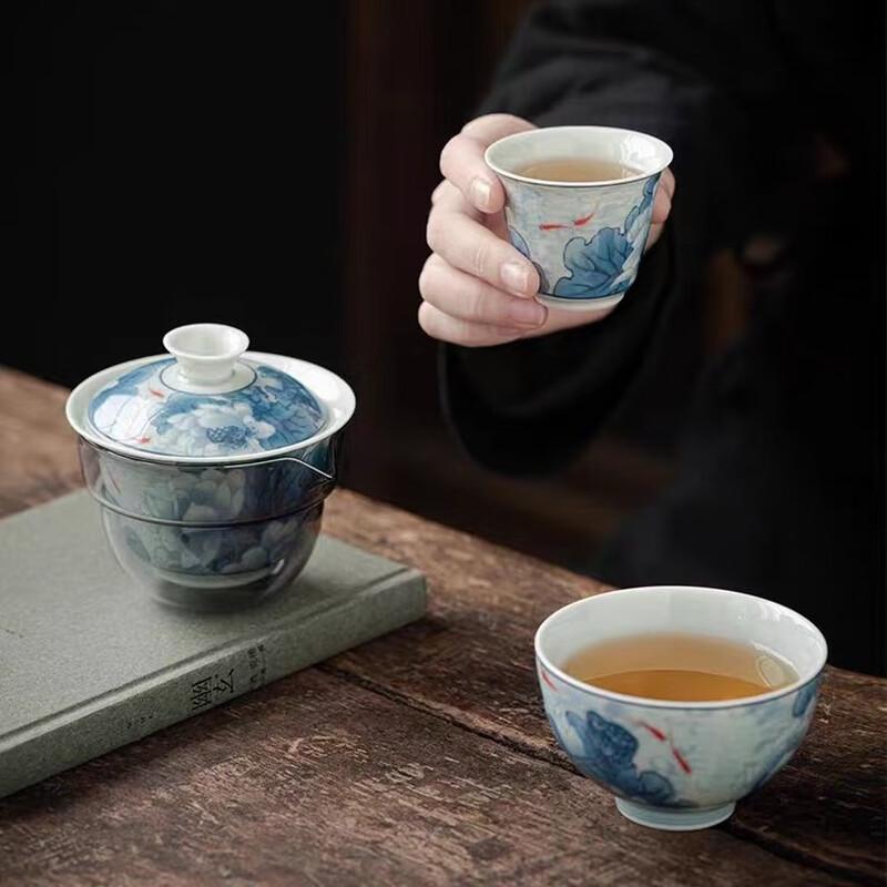 Portable Blue and White Ceramic Travel Tea Set