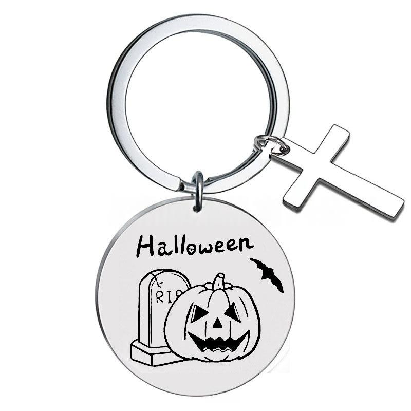 Edelstahl Schlüsselanhänger Geist Halloween Geschenk Europäischer und Amerikanischer Schriftzug Schlüsselanhänger Rucksackanhänger