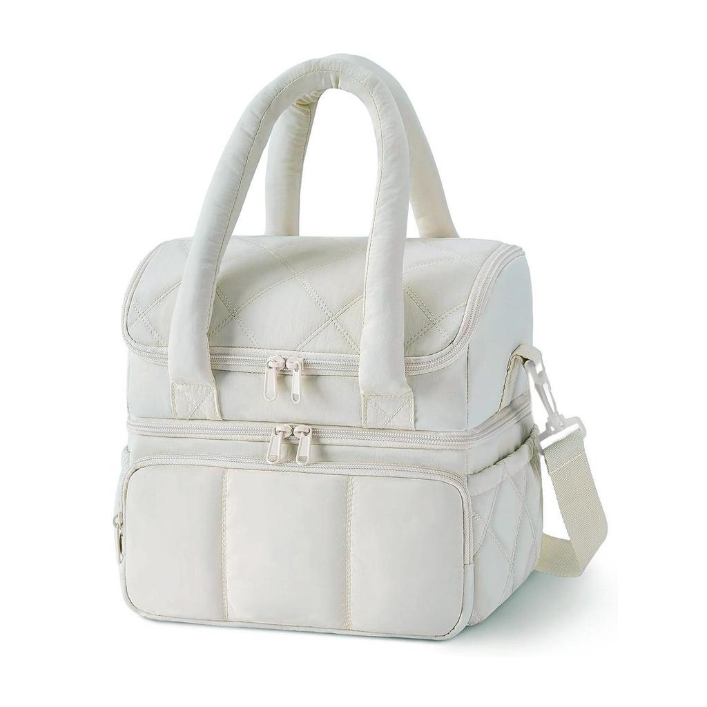 Borsa termica per il pranzo alla moda in nylon trapuntato - Portapranzo impermeabile per impiegati