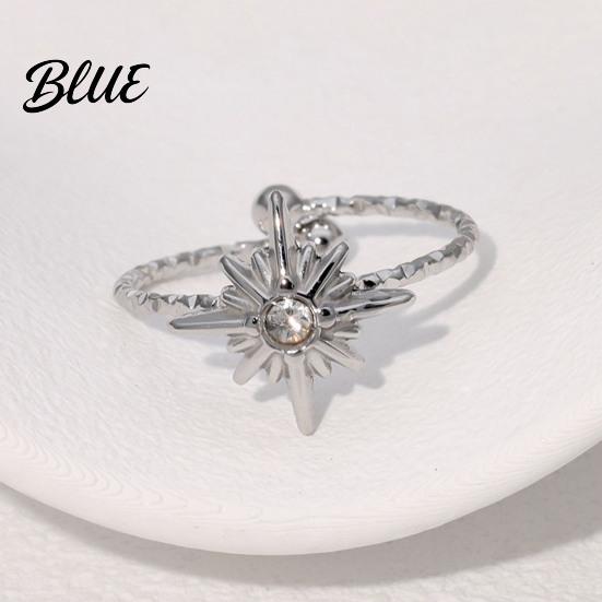 Adjustable Ring Women Finger Eight-Pointed Star Fit Open Multi-width Rings