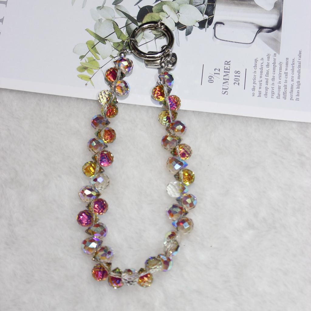 Cell Phone Lanyard 26cm Colorful Crystal Charm Phone Chain Wrist Strap