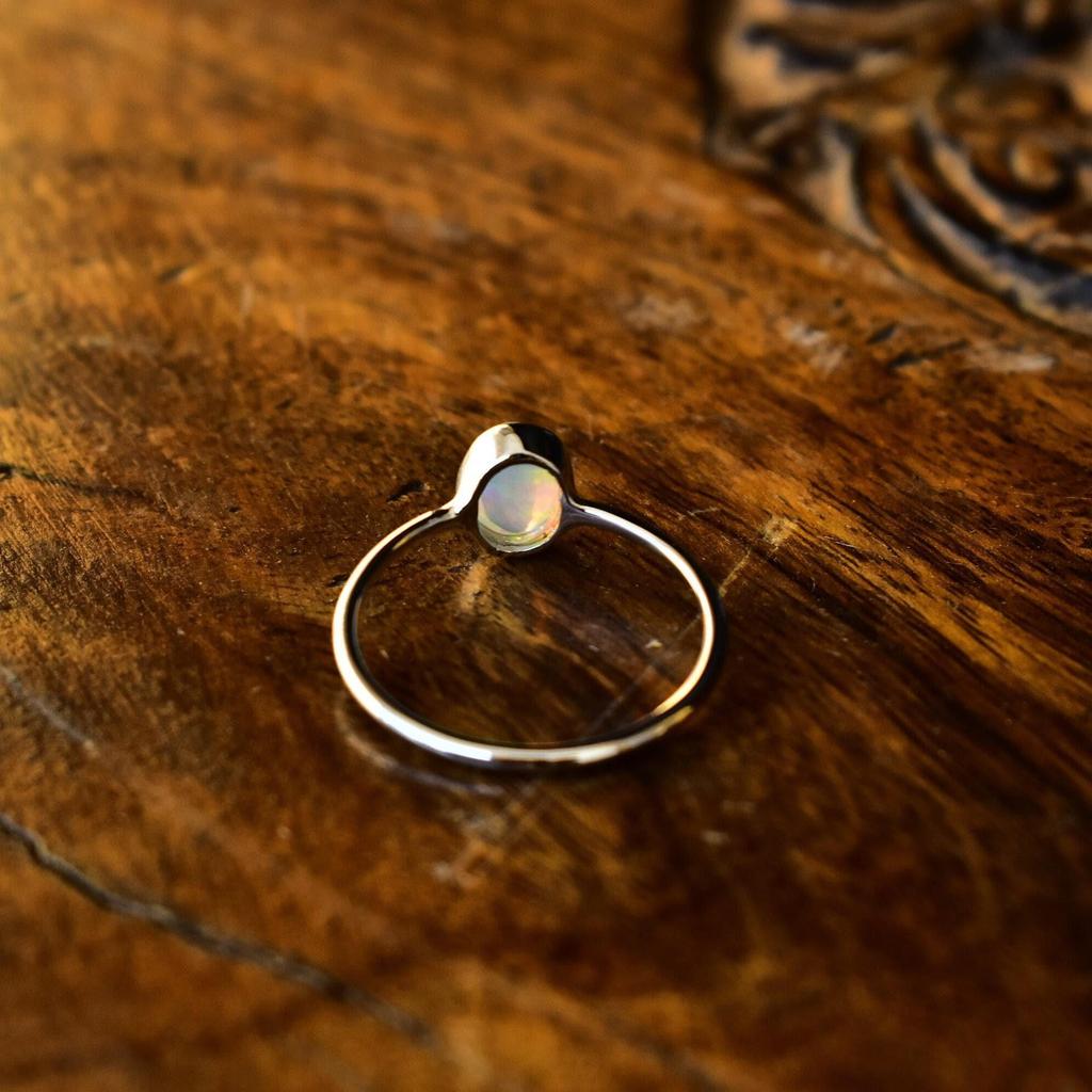 Genuine Opal Ring, Opal Stacking Ring, Gold Filled Opal, Dainty Silver Opal Ring, Delicate Opal Ring, Bridesmaid Gift , Color Play Opal Ring