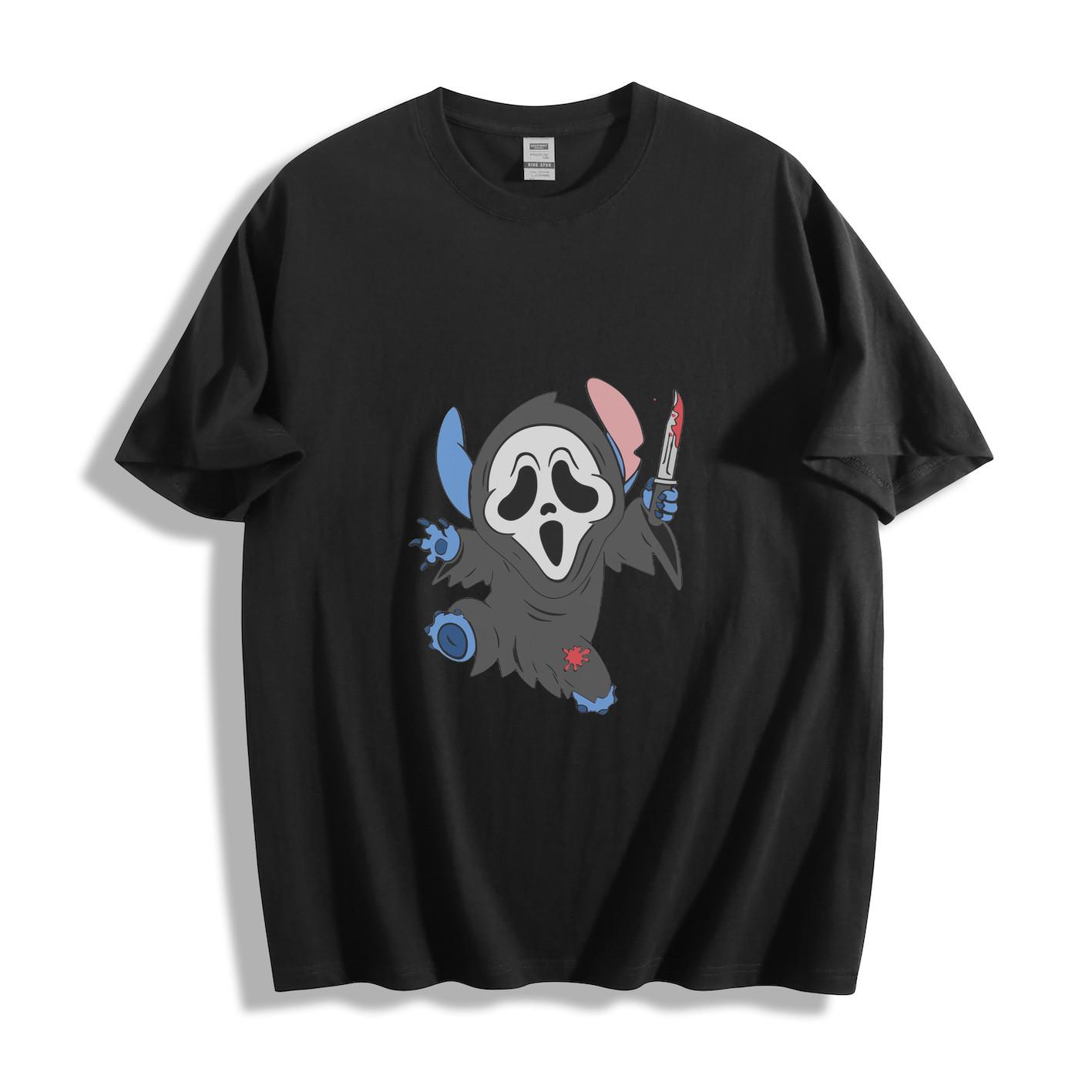Stitch Ghostface Cartoon T-Shirt Mens Womens Tees Top - Spooky Fun Design Unisex Tee S