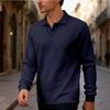 New Men's Solid-Colour Relaxed-Fit Casual Polo Shirt Long-Sleeved Button-Down Collar Jacquard Textured Sweatshirt