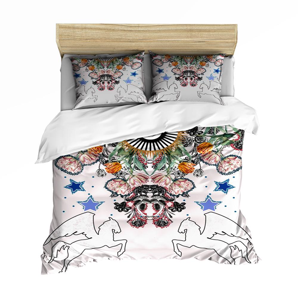 Sun Duvet Cover Colorful Mushrooms Bedding Burning Sun Comforter Cover Halloween Skull Hippie Style Bedding Bedroom Decoration