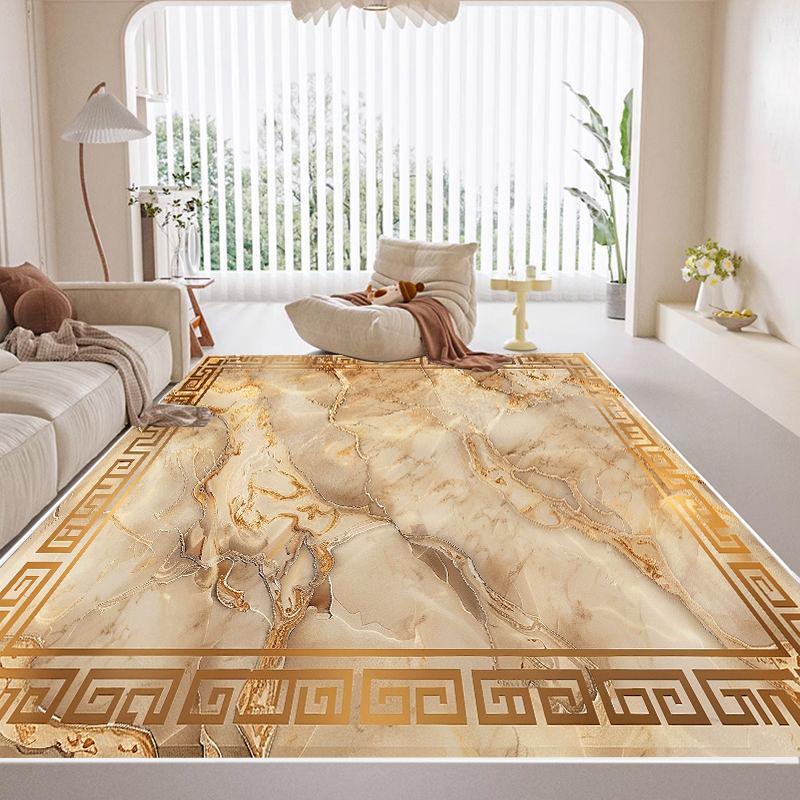 Large Area Golden Luxurious Carpets Living Room Decoration Home Sofa Area Rugs for Bedroom Cloakroom Non-slip Entrance Floor Mat