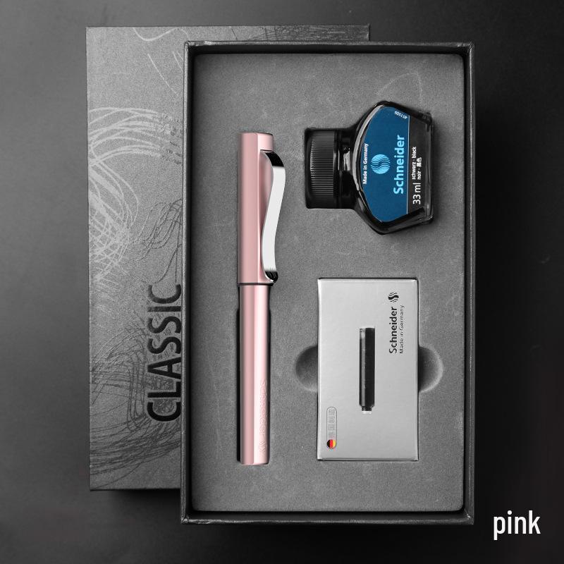 Schneider Base Metal Bismarck Fountain Pen & Ink Gift Set - Germany 0.5mm розовый