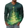 Men's Fashion Printed V-Neck Casual Long-Sleeved T-Shirt Bottoming Shirt Top