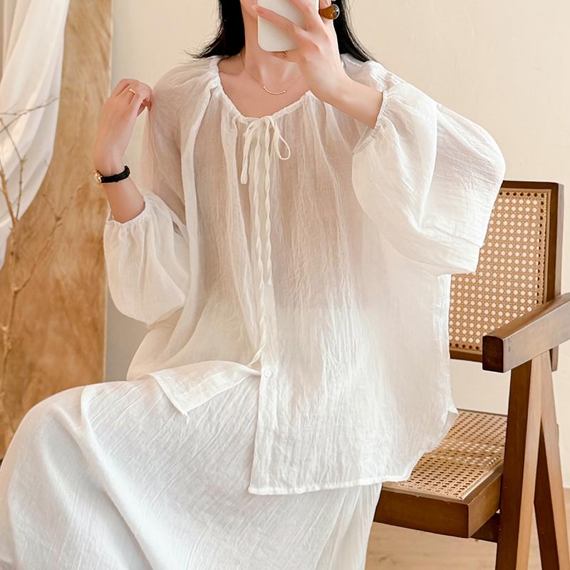 DIMANAF 2026 Sommer Neu Große Größen Damen Lässige Lady Oberteile Bluse Hemd Vintage Locker Langarm Baumwolle Leinen