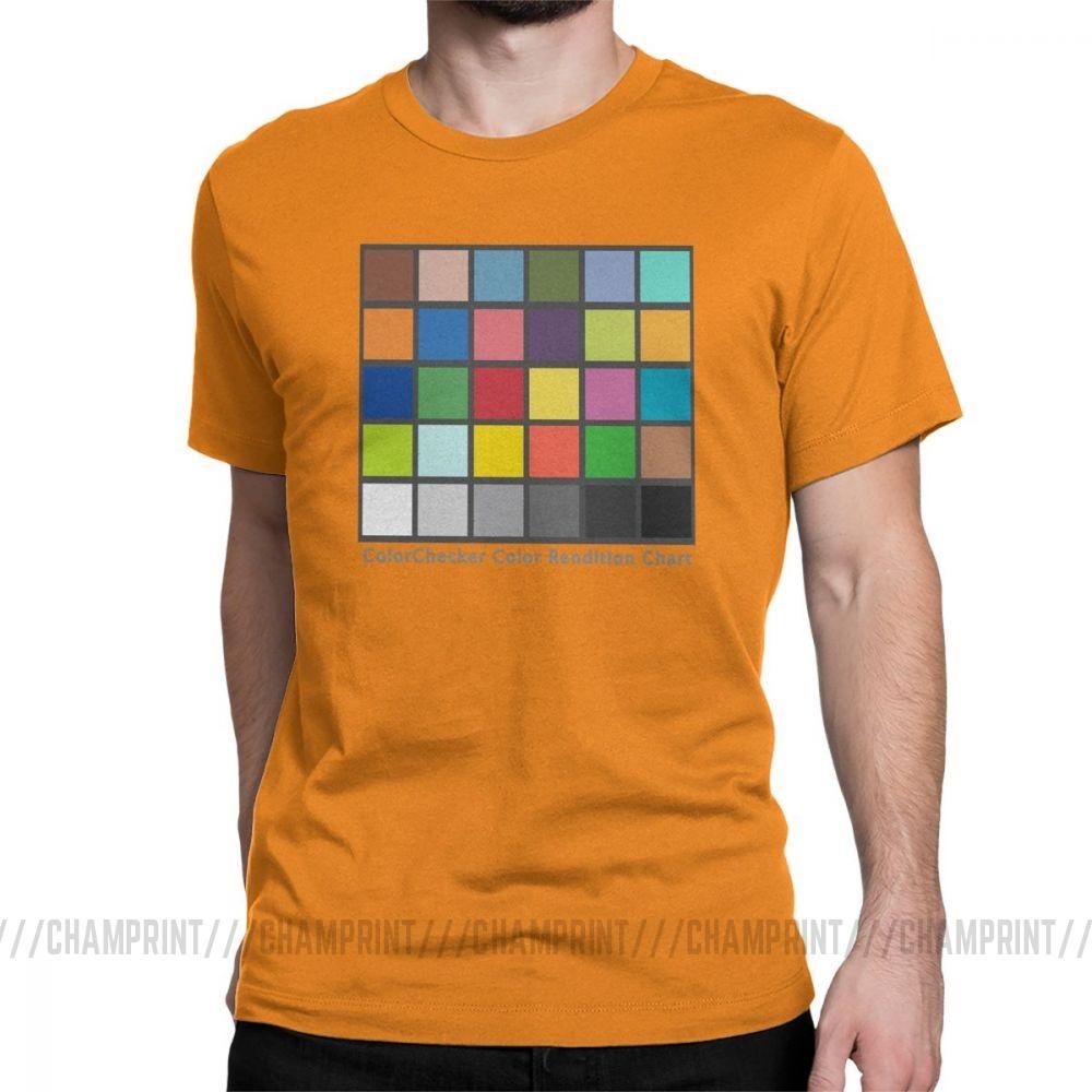 Herren Color Checker Tabelle T-Shirt Vintage Baumwolle T-Shirt Kurzarm Fotograf T-Shirt Rund