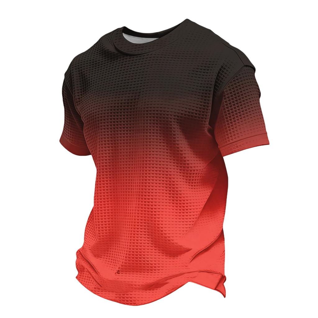 Men's Knit Short Sleeve Shirt, Summer Color Casual Tee, Comfortable Fashion Top