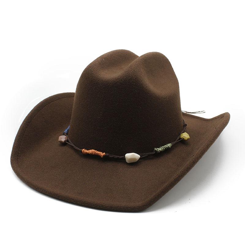 

Шляпа женская повседневная ковбойская шляпа цилиндр мужская шерстяная шляпа большого размера джазовая шляпа большой край фетровая шляпа M（56-58cm） темно-коричневого