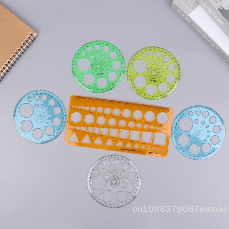 [ZYAS]1/2/3Pcs Circles Drawing Shape Geometric Drawing Stencils Tools Multifunction Geometric Template Plastic Measuring Ruler