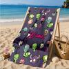Custom Name Cartoon Alien Heart In Space Adventure Microfiber Beach Towel, Lightweight for Summer Travel, Swimming Pool Fan Gift
