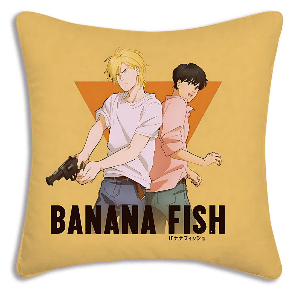 Anime Bananas F-Fish Pillow Covers Cartoon Sofa Decorative Home Double-sided Printing Short Plush Cute Cushion Cover