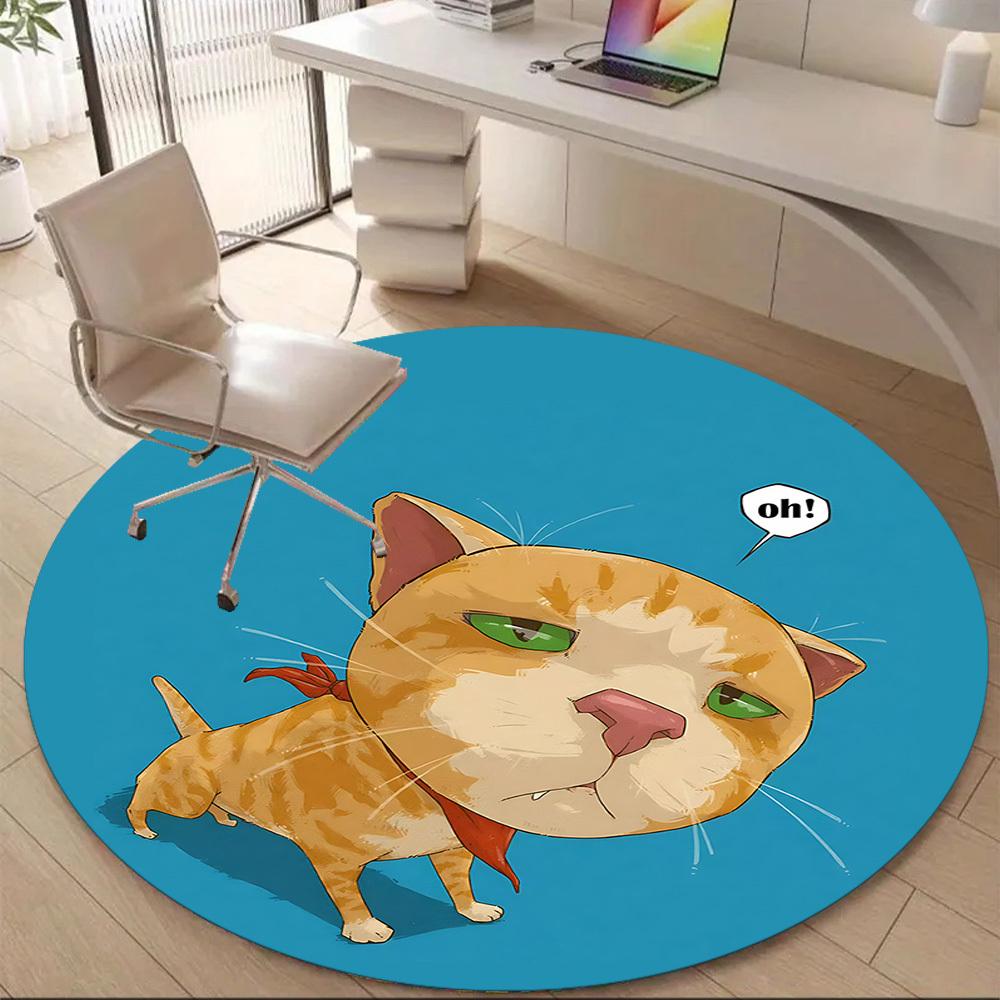 1PC Cat Dog Office Round Area Rug, Indoor Mat Suitable ForOffice, Under Office Chairs Bedroom Living Room Home Decor, Room Deco, F160