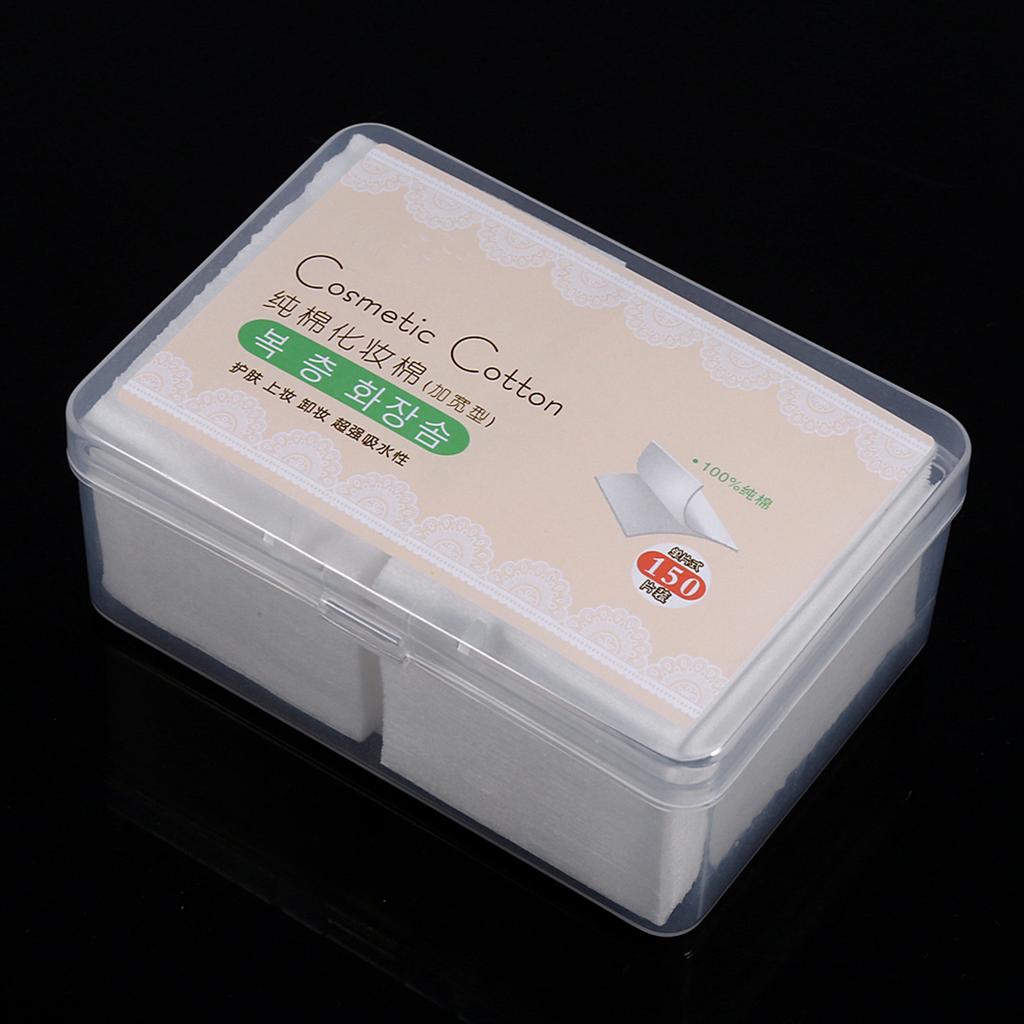 150PCS Cosmetic Cotton Pads Facial Makeup Wipes Nail Art  Polish Gel Tips Remover & Box