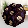1pc Skulls Ravens Automatic Umbrella - 8-Rib Portable Folding Black Iron Frame for Outdoor, Beach, Travel, Beach Umbrella,011