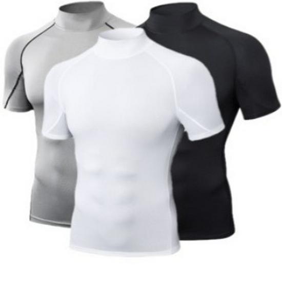 Men's Quick Dry High Neck Short Sleeve Athletic Top
