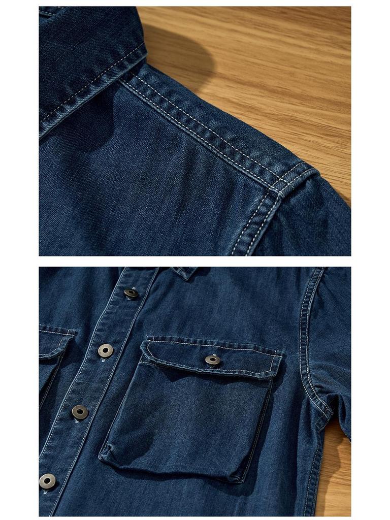 Men's Slim-Fit Denim Shirt Jacket - Trendy, Versatile, Japanese-Inspired Casual Wear