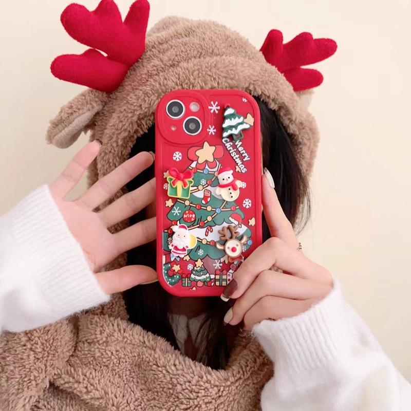 Christmas Style 3D Cartoon Santa Claus Elk Snowman Phone Case for IPhone 15 14 13 12 11 Pro Max X XR XS Max 7 8Plus 14 15 Plus Shockproof Case