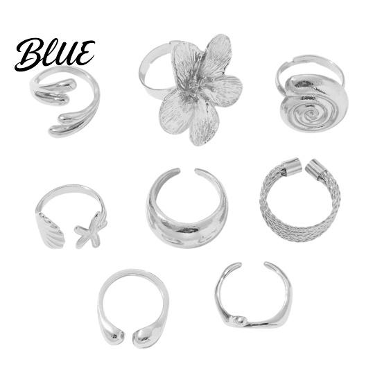 Vintage Style Alloy Rings Ocean Theme Set Adjustable Stackable Finger