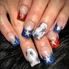 Square False Nail French Tip Press on Nail Full Cover Fake Nail Independence Day Glues on Nail Patriotic False Nail