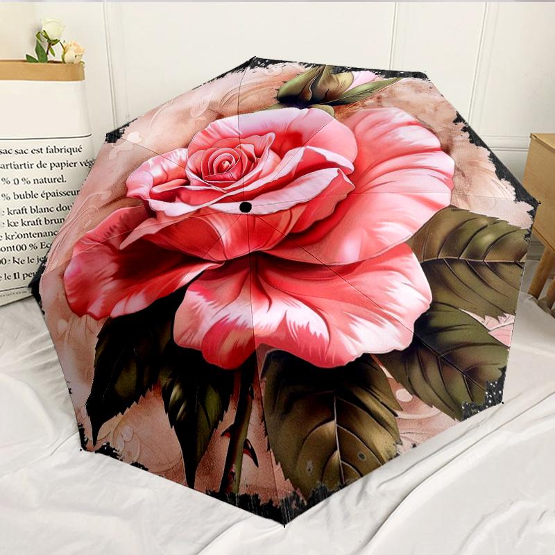 Blue Roses And Butterflies 8-Frame for Travel, camping, Casual Lightweight Portable Umbrella, Essential for every family Holidays Birthday Gift