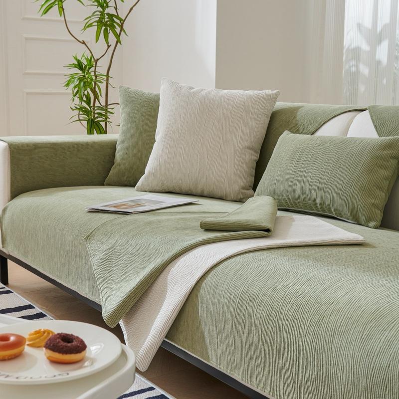 Sofa Cushion Modern Light Luxury Four Seasons Universal Chenille Non-Slip Simple Solid Color Sofa Cover Cover Cloth
