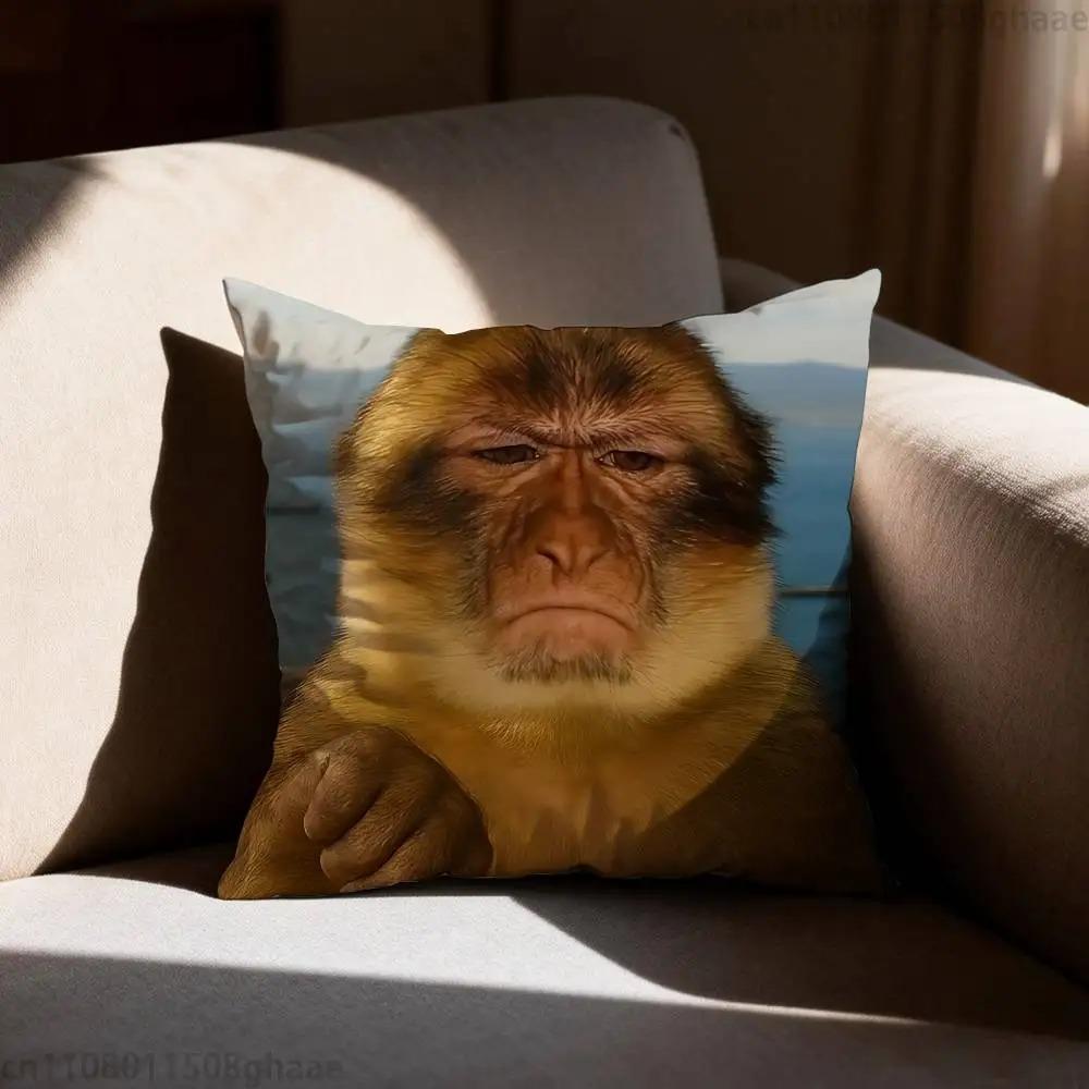 Funny Meme Monkey Cushion Cover Cute Monkey Emoji Throw Pillow Case For Living Room Sofa Prank Gift Home Decor Pillowcase 40X40