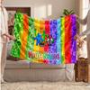 Rainbow Friends Personalized Flannel Blanket, Custom Printed Text Name, Warm Soft Blanket For Couch Bed
